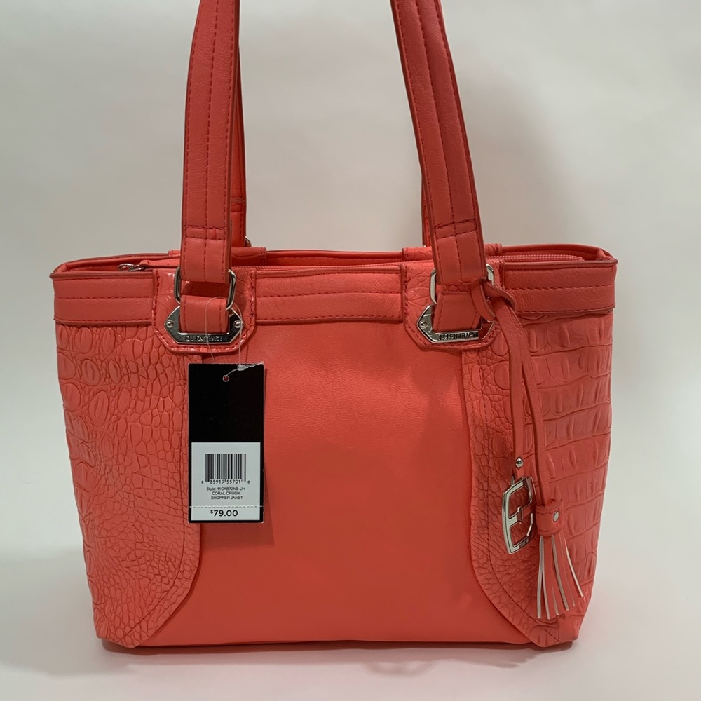 Ellen Tracy Orange Leather Handbag